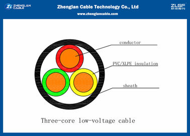 Unarmoured XLPE Insulated Low Voltage Power Cable Three Cores 0.6/1KV For Under Ground （CU/PVC/XLPE/LSZH/NYY/N2XY)