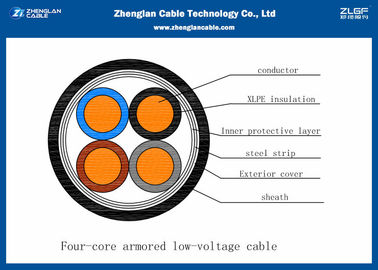 Nominal Area :4*4~4*500mm2 Fire Resistant LV Power Cable , 4 Cores Armoured Cable （CU/PVC/LSZH/STA/NYBY/N2XBY/NYRGBY）