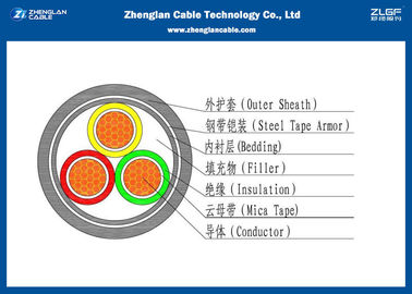 Flexible 0.6/1KV 3 Core Armoured Cable , PVC Insulated Low Voltage Outdoor Cable Area:3*2.5~3*500mm2