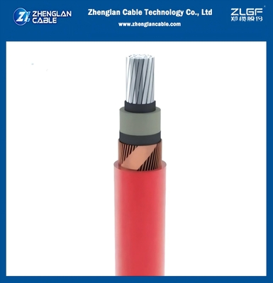 AL/SC/XLPE/SC/CWS/PVC/CTS/PVC1x240/25mm2 IEC 60502-2 8.7/15KV Copper Wire Shield + Copper Tape Shield Sheath Red Medium Voltage Power Cable