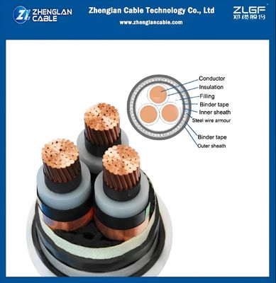Underground Armoured Power Cable steel wire armored xlpe insulation 8.7/15kv YJV32 3x150mm2 IEC 60502-2