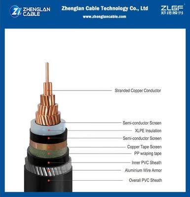 19/33kv underground  Power Cable a copper wire screen+aluminun wire armored single core 1x500mm2 IEC 60502-2