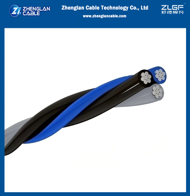 Triplex Aluminum Cable 2x50+50 mm2 Insulated Neutral AAC/XLPE+AAC/XLPE 0.6/1kv Aluminum Conductor XLPE insulation NBR 8182