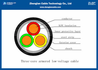 3 Cores 0.6/1kV CU/AL LV Cable , XLPE Insulated Armoured Power Cable（AL/CU/N2XB2Y)