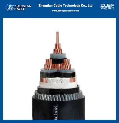 3x120mm2 MV Armored PVC Jacket Power Cables IEC 60502 Copper Conductor